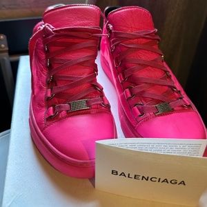 Balenciaga Low Top Leather Areas ( Hot Pink )
